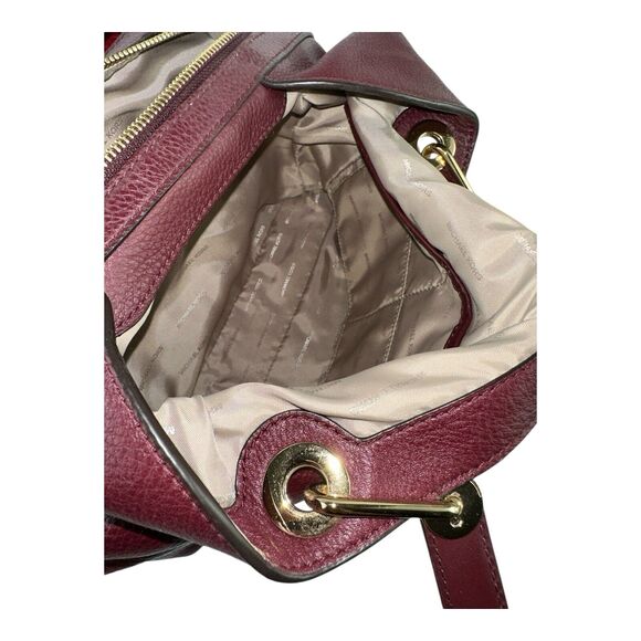 Michael Kors Raven Large Pebble Leather Shoulder Handbag Tote Purse Maroon EUC - Picture 9 of 15
